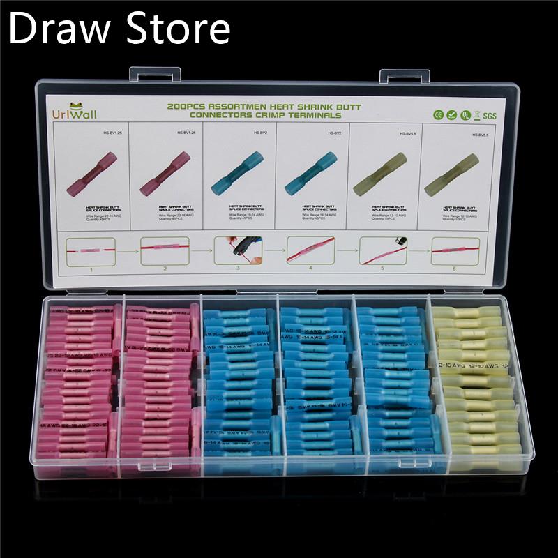200/100pcs 3Sizes Waterproof Heat Shrink Butt Connectors Ele