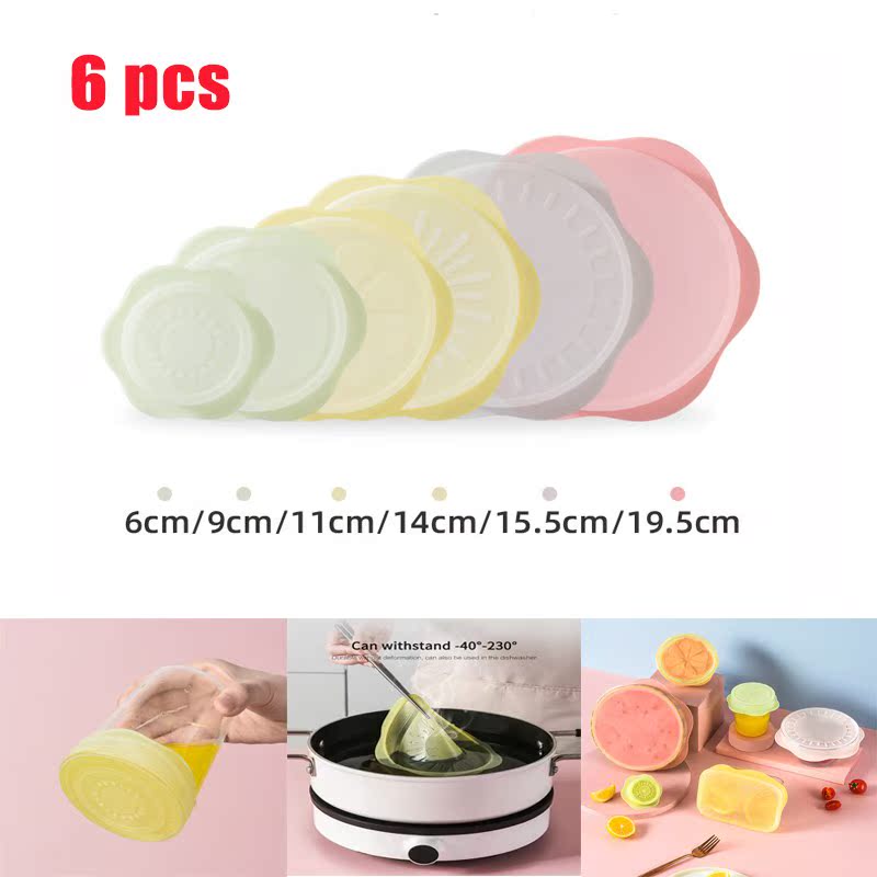 New 6 Pcs Silicone Stretch Lids Universal Lid Silicone Bowl