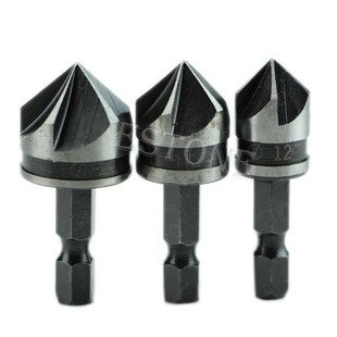 3Pcs12mm 19mm 16mm Hex Shank Flutes Bit Chamfer