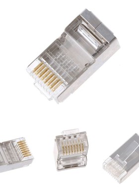 100Pcs Cat6 8-Pin RJ45 8P8C Shielded Stranded Crimp Modular