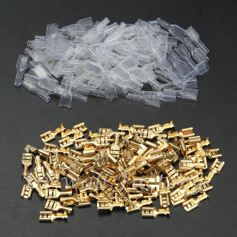 200PCS/100Pairs Female Spade Crimp Terminals Electrical Insu