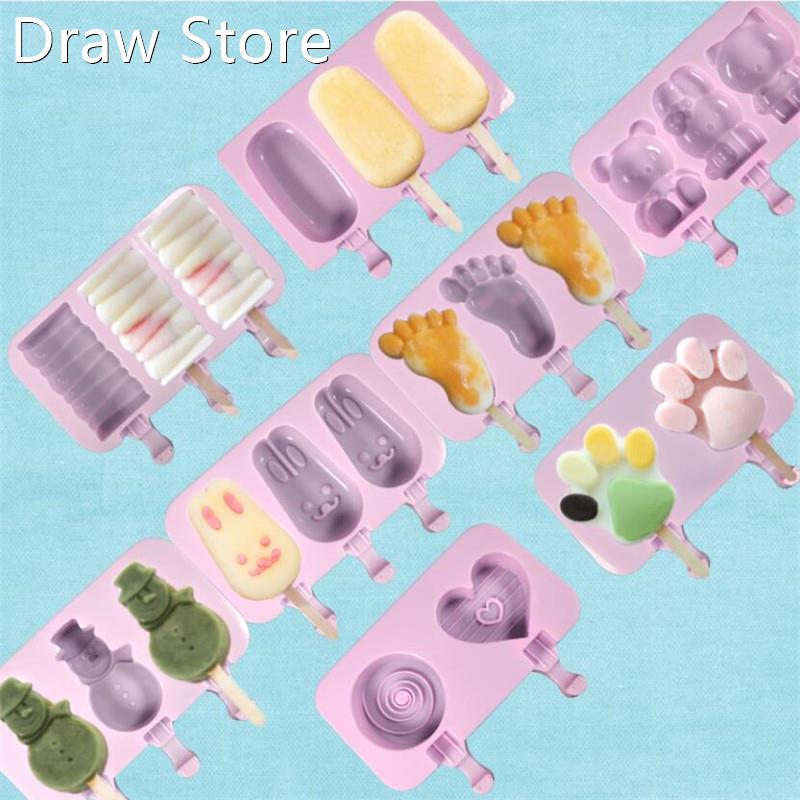 New Silicone Ice Cream Mold Popsicle Molds Ice Cube Tray DIY