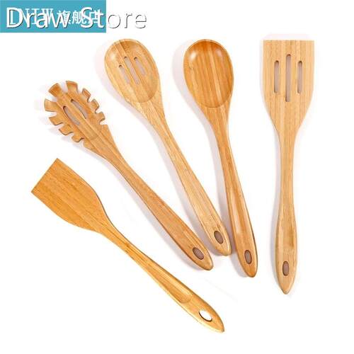 Bamboo Wooden Cooking Utensils Set 5pcs Wood Kitchen Utensil
