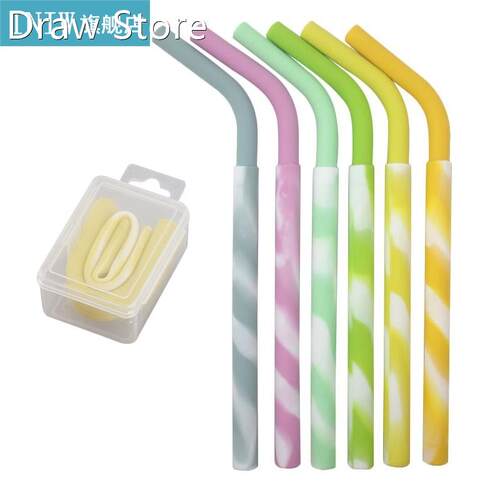 1Pc Foldable Straw Food Grade Silicone Reusable Straw with