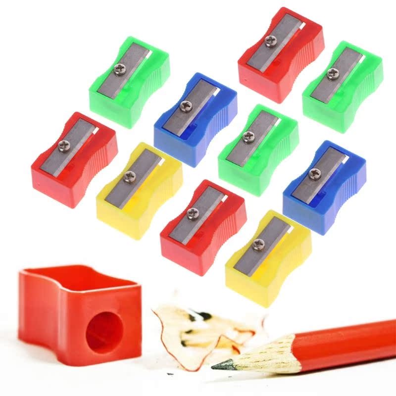 10Pcs Plastic Single Hole Pencil Hand-held Sharpener School
