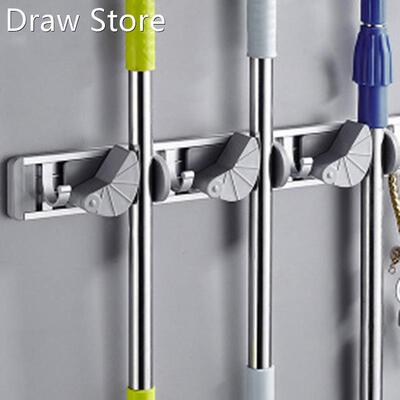 Mop Broom Holder Wall Mount Metal Pantry Organization and St
