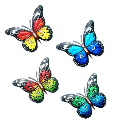 4pcs Large Wall-mounted Metal Butterflies Garden Iron Orname