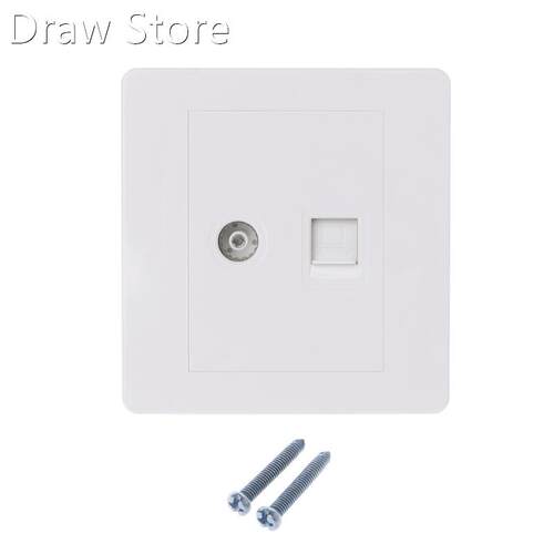 RJ45 Network Adapter+TV Antenna Coaxial Wall Mount Output Fa