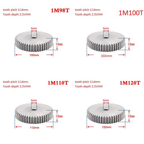 1Pcs 45# Steel Spur Gear 1Modulus 98-150 Teeth 适用于 Outer