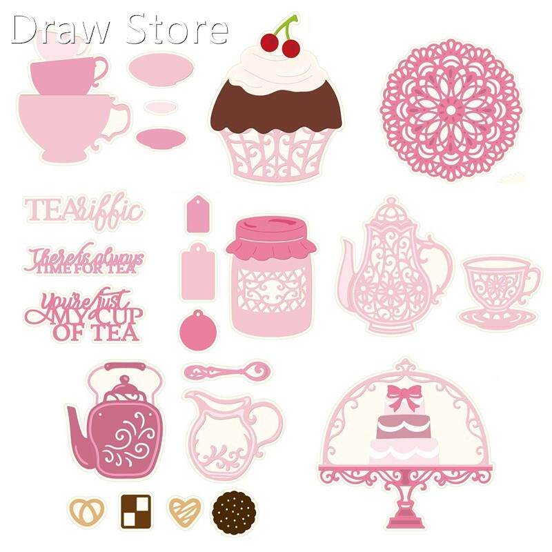 Teacups Cupcakes Layered Jam Jar TeaPot Cup Coaster Biscuit - 实物图