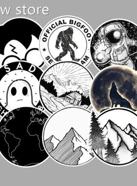 50PCS Black and Wite Cool DIY Chom1uoter pStickers waterprof