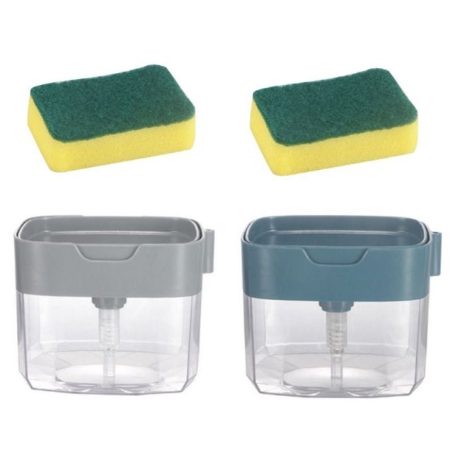 2-in-1 Pump Soap Dispenser Box and Sponge for Dish Soap and