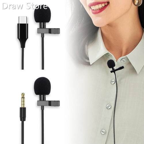3.5mm/Type-c Mini Lapel Clip Microphone Mic Condenser Audio
