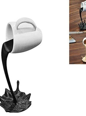 Floating Cup Sculpture Pouring Liquid Coffee Mug Kitchen Dec