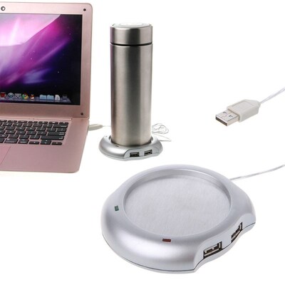 USB Tea Coffee Cup Mug Warmer Heater Pad with 4 Port USB Hub