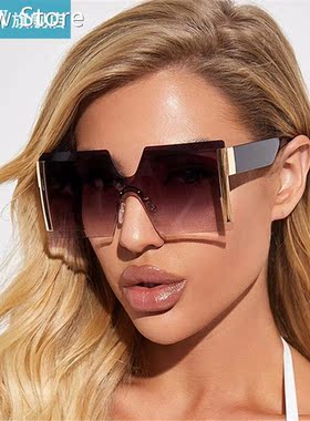 2021 One Piece Oversized Square Rimless Sunglasses Candy Gra