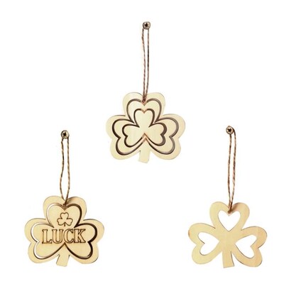 Clover Wooden Cutouts Ornaments Saint Patrick's Day Hang