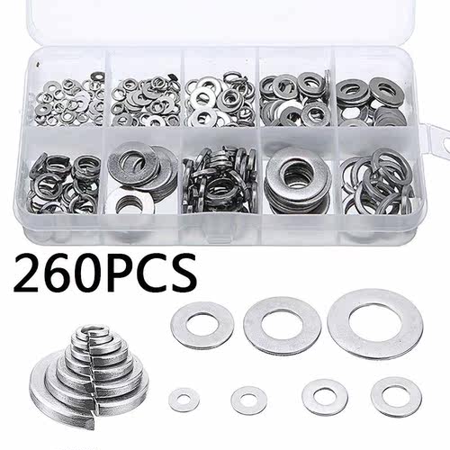 260pcs Washer Spring Pads Set Stainless Steel M2 M2.5 M3 M4