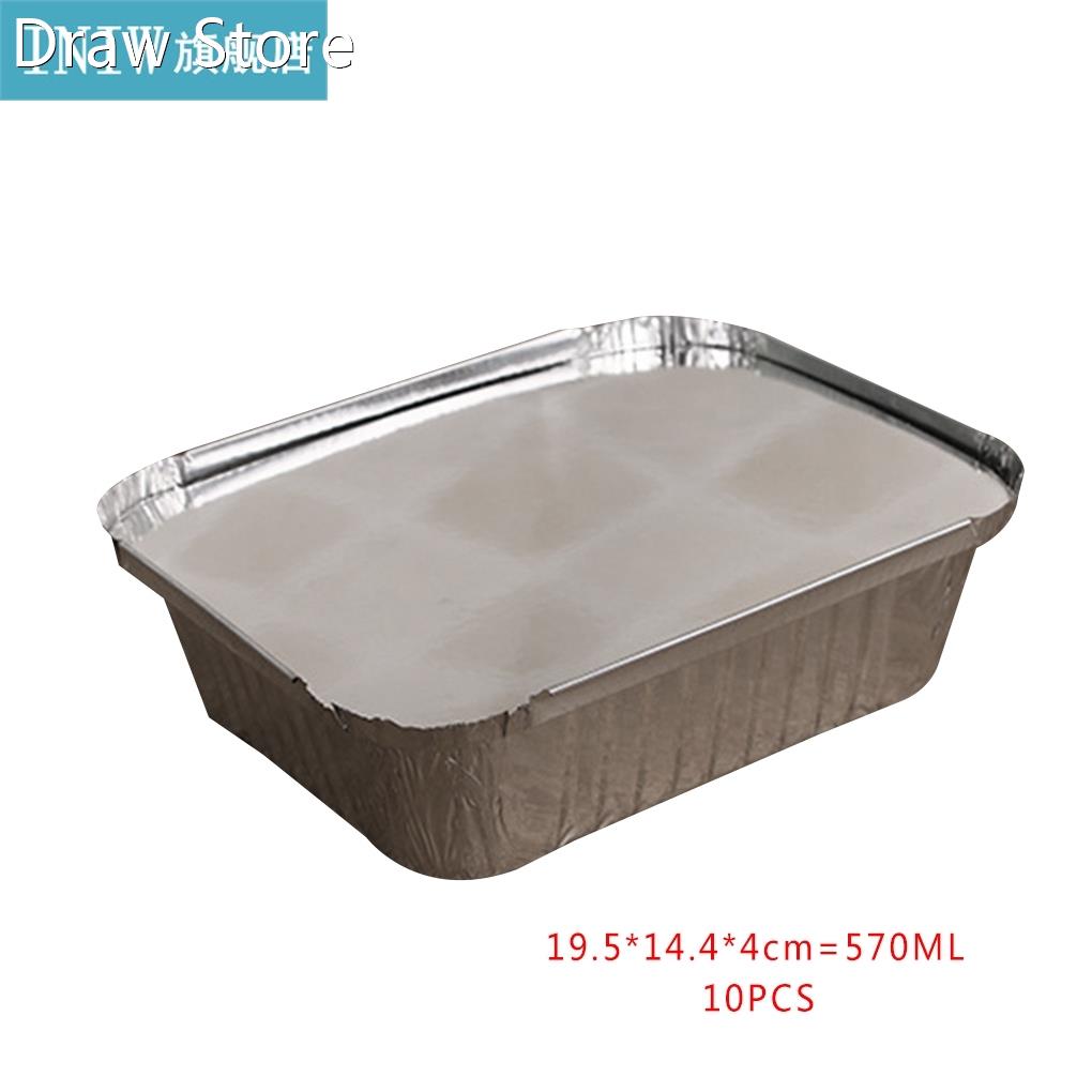 10pcs Rectangle Shaped Disposable Aluminum Foil Pan Take-out