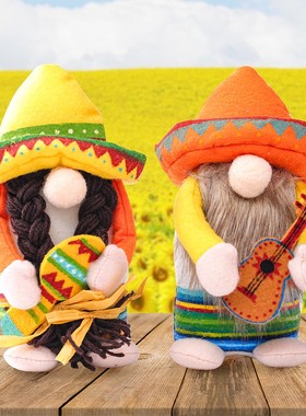 Style2 Faceless Doll Gnome Doll Plush Elf Dwarf Sombrero Mex