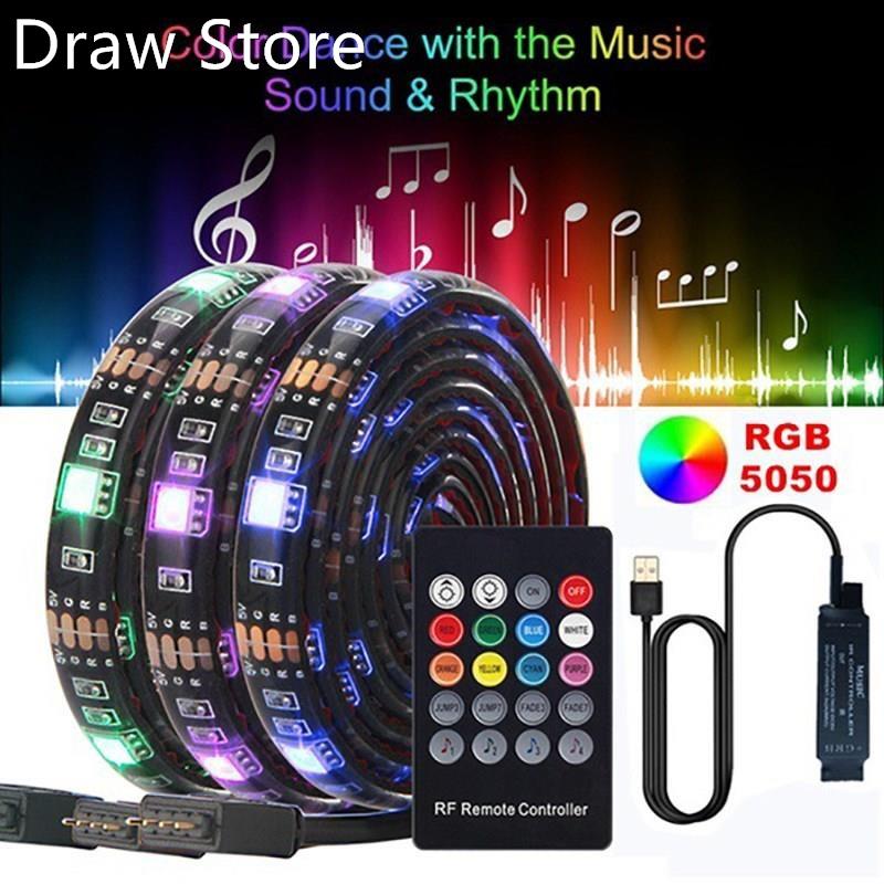 SB 5050 RGB 5V LED Strip Lights Music Voice Control TV Backg