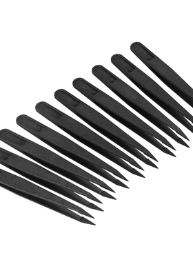 10 Pcs Black Plastic Tip Head Anti Static Tweezer 12cm Lengt