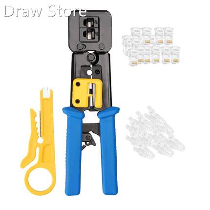 RJ45 Crimp Tool Network Repair Tools Pass Through Cat5 Cat5E