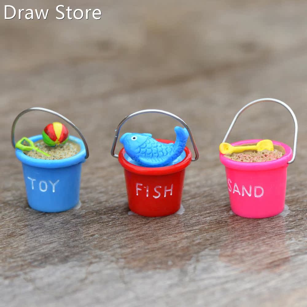 1PC Resin Miniature Beach Bucket DIY Craft Accessory Home Ga