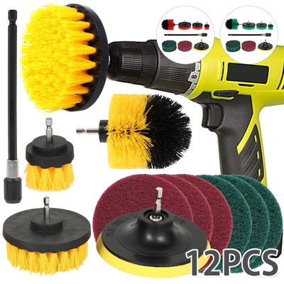 12pcs Electric Drill Brush Scrub Pad Kit Power Scrubber Clea