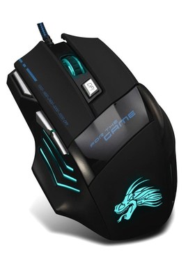 Gaming Mouse 7-Color Backlight 5500 DPI Adjustable USB Wired