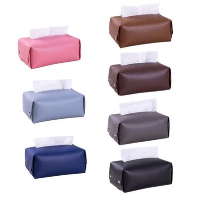 PU Leather Tissue Box Cover Rectangular Napkin Holder Organi