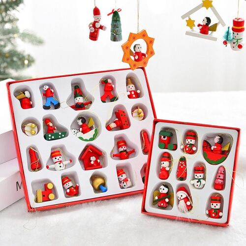 DIY Handmade Wooden Christmas Pendant Tree Puppets Figures O