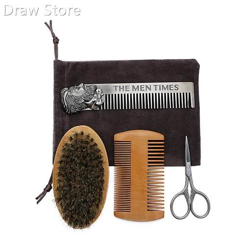 Beard Comb Set Double Beard Oil Head Shape Beard Comb Brush