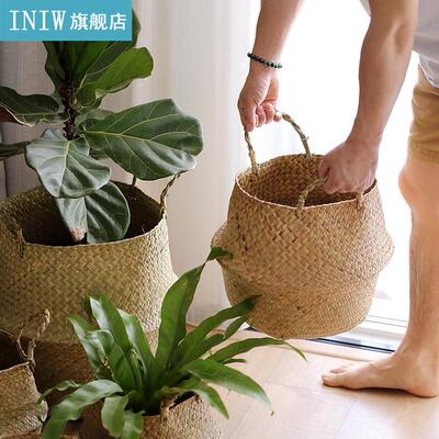 Seagrass Basket Dirty Laundry Hanging Dirty for Garden Folda