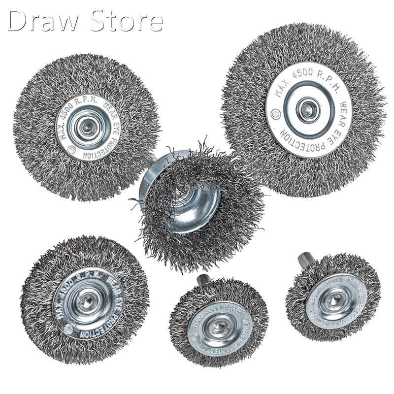 6Piece Wire Wheel Cup Brush Set 0.0118In Coarse Crimped Stee