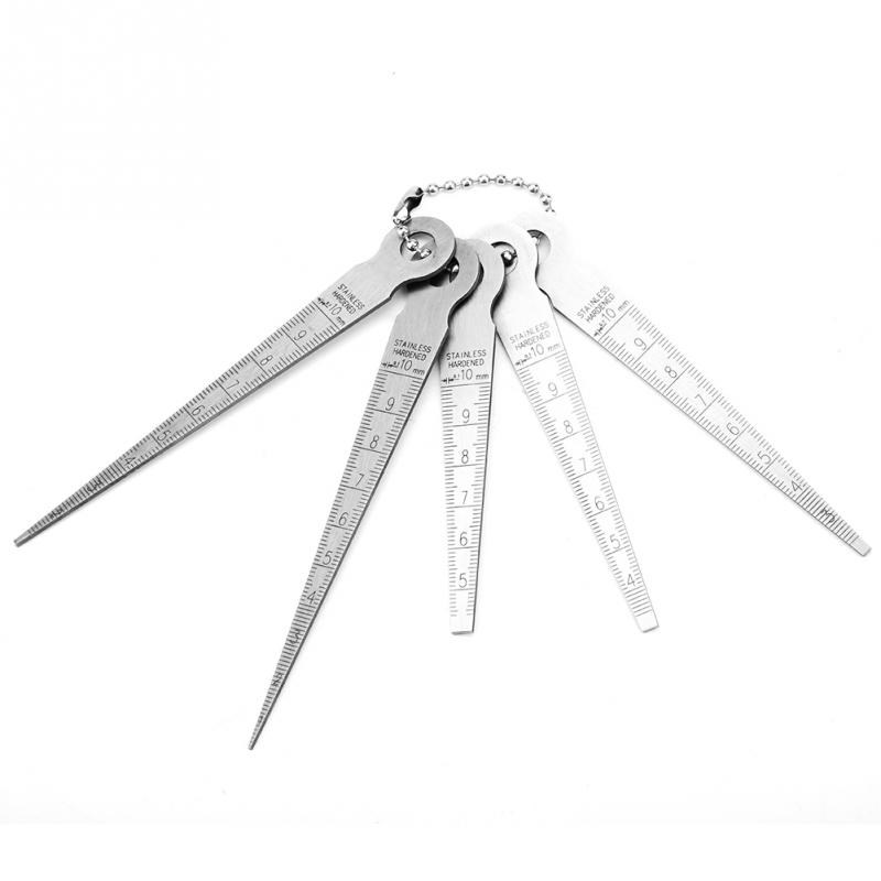 1 Set Stainless Steel Welding Taper Feeler Gauge Rulers Hole