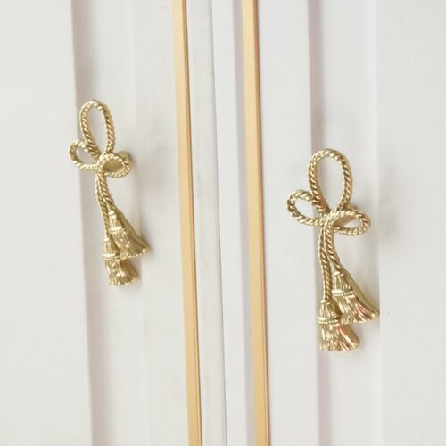 Gold Rope Brass Knob Pure Copper Handle Kitchen Wardrobe Cab
