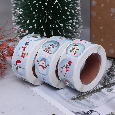 500Pcs/roll Christmas Gift Stickers Round Christmas Scrapboo