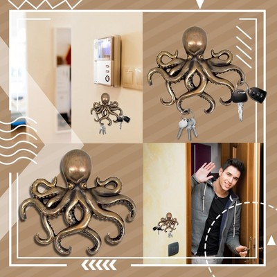 Keychain Hook Realistic Decorative Iron Octopus Wall Key Rin