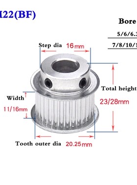 1Pcs 3M22T Synchronous Wheel Aluminum Alloy Timing Belt Pull