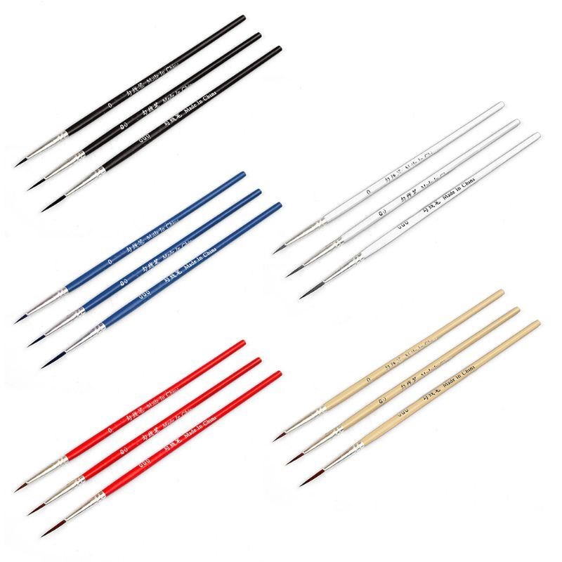 3pcs 0 00 000 Hook Line Pen Professional Fine Tip Drawing Br