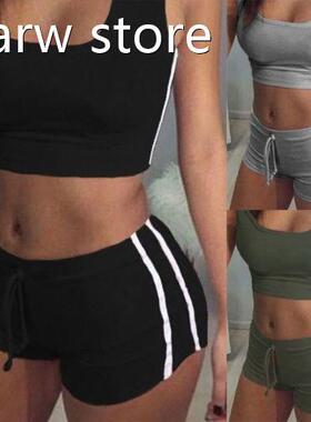 UK WomensSleeveless Creop  Top S1horts racksuit St 2018 STum