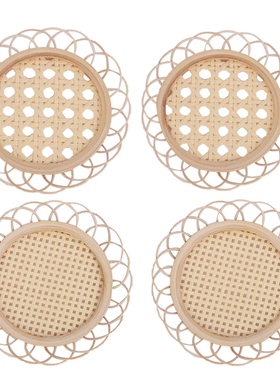 Rattan Placemat Cup Holder Vintage Drink Coasters Floret Sha