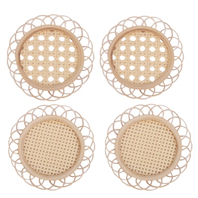 Rattan Placemat Cup Holder Vintage Drink Coasters Floret Sha