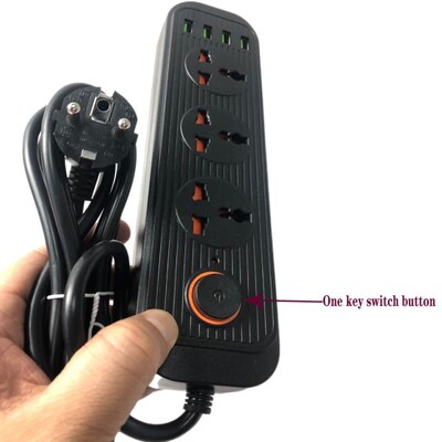 Power Strip EU Plug 3 USB Charging Socket AC Universal Elect