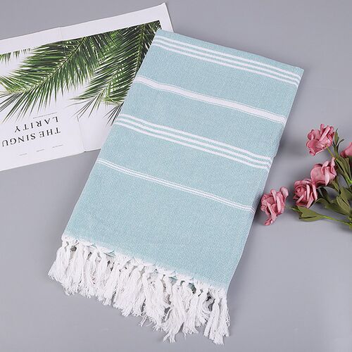 Striped Tassel Soft Cotton Bath Towel Beach Blanket Table Cl