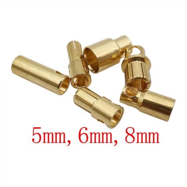 20Pairs 5.0mm 6.0mm 8.0mm Brass Gold Plate Male Female Bulle