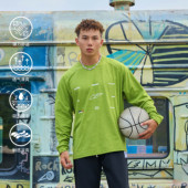 WABRAVE引力长袖 篮球训练宽松弹力速干男女 户外运动跑步健身美式