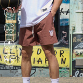 训练休闲 美式 WABRAVE立体刺绣短裤 透气速干健身跑步篮球四分裤