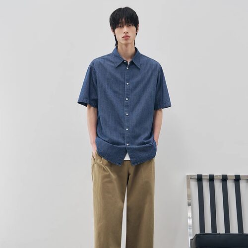 KPTH男装2026时尚设计师小众舒适简约百搭男士休闲纯棉短袖衬衫